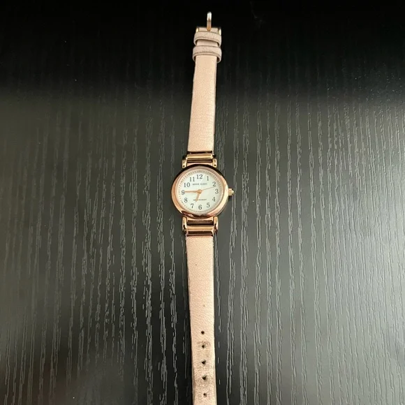Anne Klein 10/9886 Rose Gold Bezel Pink Leather Band Women's Watch - Picture 2 of 6